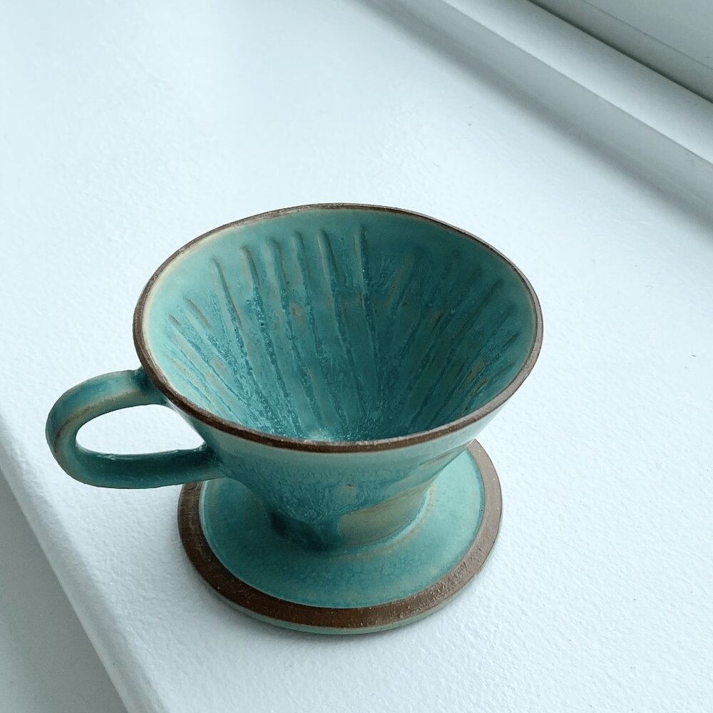 SOLD!!! ////.   Turquoise Coffee Dripper #0063